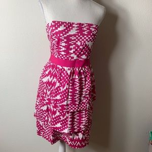 Banana Republic Pink White Strapless Dress 12